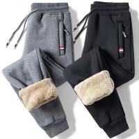 Winter Lambswool Warm Casual Pants Mens Fitness Jogging Sweatpants Male Solid Drawstring Bottoms Fleece Straight Trousers M-5Xl