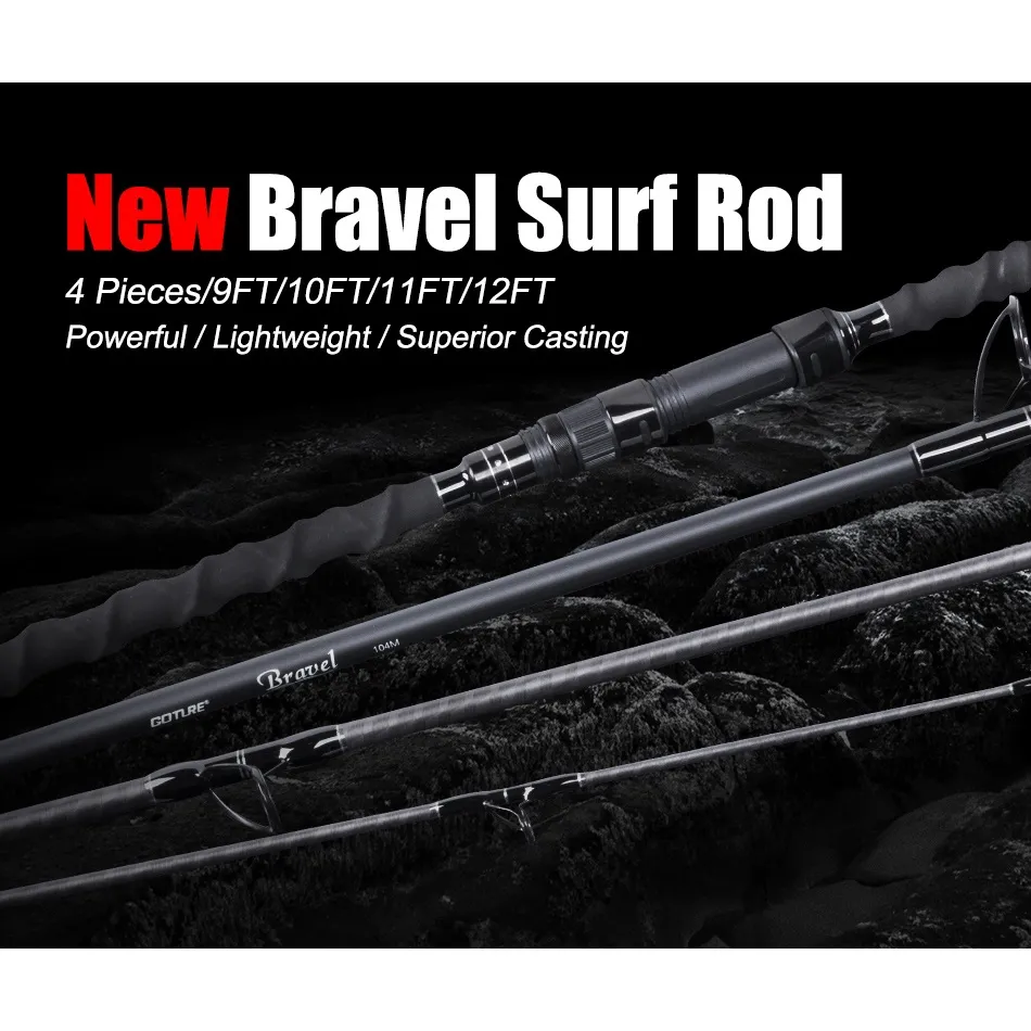 GOTURE Bravel M/Mh Surf Fishing Spinning Rod 4 Sections Carbon Fiber