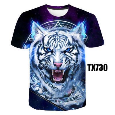 3D printed tiger pattern, summer mens short-sleeved shirt, 3D round collar T-shirt 1