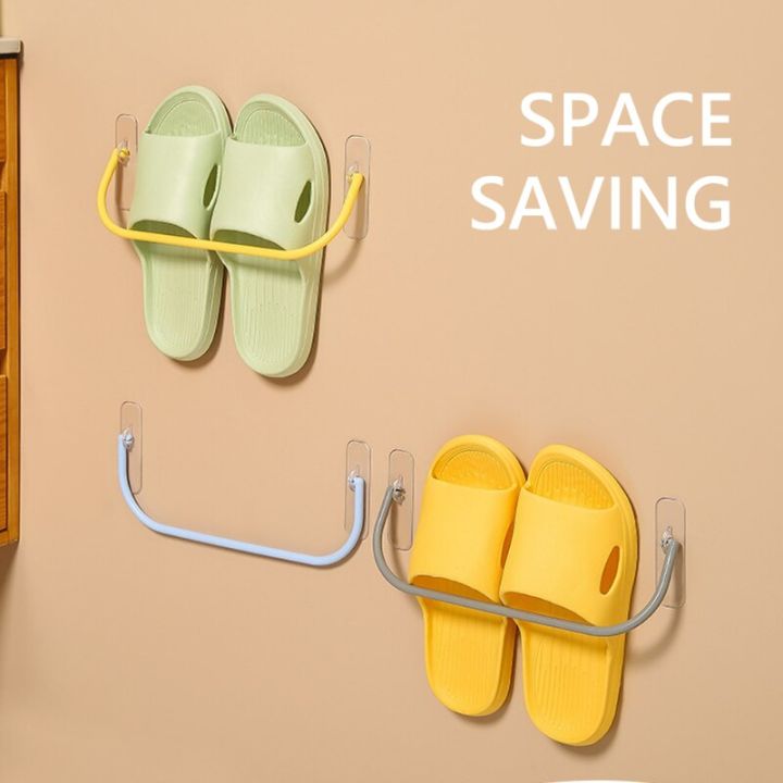 simple-shoe-racks-bathroom-no-punching-wall-mounted-hanging-holder-shoes-slippers-drain-storage-rack-household-shoe-organizer-bathroom-counter-storage