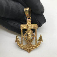 New Arrivals Fashion 18k Gold Plated Stainless Steel Jesus Jewelry Anchor Necklace