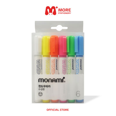 Monami (โมนามิ) ปากกามาร์คเกอร์ เขียนกระจกลบได้ รุ่น Window Marker สีสะท้อนแสง (แพ็ค 6 สี)