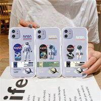 เคสสำหรับ IPhone 11 12 13 14 Pro Promax 7 8 Plus X XR XSMAX แฟชั่น USA NASA Spaceman นักบินอวกาศเคสโทรศัพท์ใส TPU สำหรับ11Pro Apple 12Pro 13Pro 14Pro 14Plus QMY