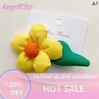 ?AngelCity คลิปผมดอกทานตะวันสำหรับเด็ก1ชิ้นคลิปหนีบผ้าห้ากลีบสีสันสดใสคลิปข้าง