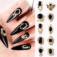 3D Black Nail Diamond Charms Luxury Gems Rhinestones Nail Decorations for Acrylic Nails Zircon Jewels Crystals Dark Design 1PC