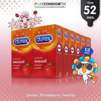 ถุงยางอนามัย 52 ดูเร็กซ์ สตรอเบอร์รี่ ถุงยาง Durex Strawberry ผิวเรียบ หนา 0.05 มม. หอมกลิ่นสตรอเบอร์รี่ (12 กล่อง) แบบ 12 ชิ้น