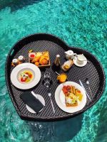✐✺☊ Bali Rattan Floating Homestay Hot Spring Hotel Swimming Pool Net Red Basket Beach Water Breakfast Tray Fruit Plate
