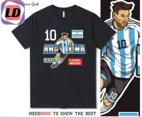 LD ฟุแชมป์ฟุตบอลโลกปี 2022 อาร์เจนติน่า เสื้อแขนสั้นที่ระลึก Triple Crown Messi เสื้อ Samsung Messi No. 10