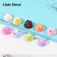 【 Cute Deco】Cute Ice Cream (9 Colors) White Ice Cream Hemisphere / Blue Ice Cream Hemisphere Charm Button Deco/ Cute Jibbitz Croc Shoes Diy / Charm Resin Material For DIY