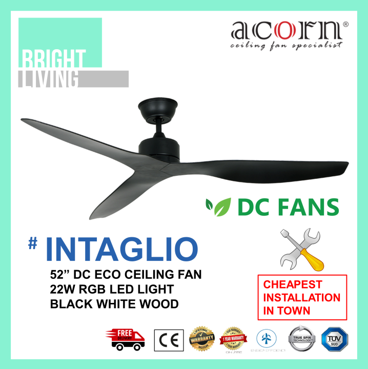 Acorn Intaglio DC159 NL 52 Inch DC Eco Ceiling Fan + Remote Control