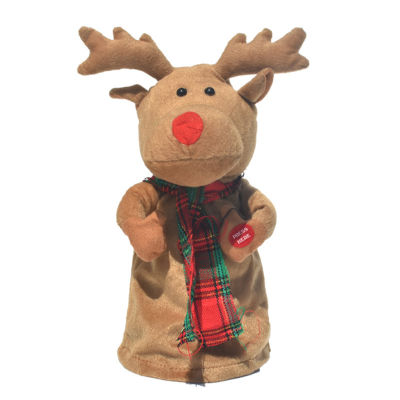 ไฟฟ้า Roated เต้นรำ Elk ตุ๊กตาคริสต์มาสเพลงไฟฟ้าของเล่น Xmas ตกแต่งบ้านตุ๊กตาปีใหม่เครื่องประดับ Xmas Gift