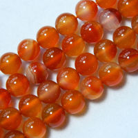 สีแดงธรรมชาติ Carnelian 4มม. 6มม. 8มม. 10มม. Agate Smooth รอบหินลูกปัดแบบหลวมสำหรับเครื่องประดับทำ DIY สร้อยข้อมือสร้อยคอ Strand