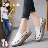 DOSREAL Sneakers for Women Original On Sale Leather Korean Style Lace Up Wedge Shoes for Women Plus Size 41 Vintage Platform Half Slippers