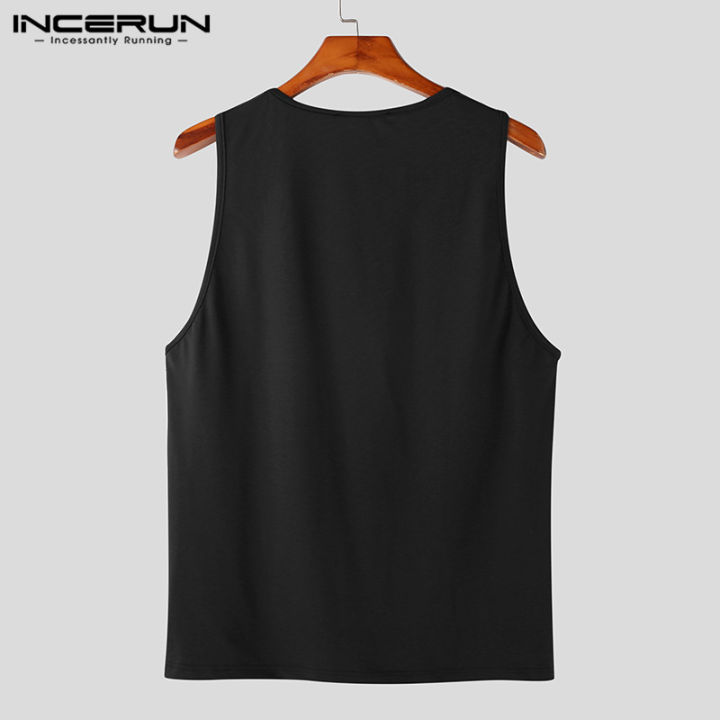 incerun-เสื้อกั๊กแนวพังก์สำหรับผู้ชายเสื้อกล้ามลายจุดเสื้อพิมพ์ลายเสื้อยืดคอกลมเสื้อกล้ามเสื้อยืด-สไตล์ตะวันตก