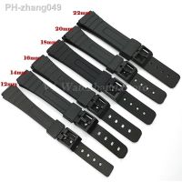 12 14 16 18 20 22mm Silicone Watch Strap for Casio W800H Black PU Resin Bracelet SGW400 F91W F84 F105/108/A158/168 AE1200/1300