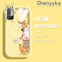 เคส Chenyyka สำหรับ Xiaomi POCO M3 Pro 4G POCO M3 Pro 5G Redmi Note 10 5G Note 10T 5G Note 11 SE 5G เคสกระแสแฟชั่นโบว์สีรูปสัตว์ Tpu น่ารักเคสกันกระแทกกล้องกรอบสี