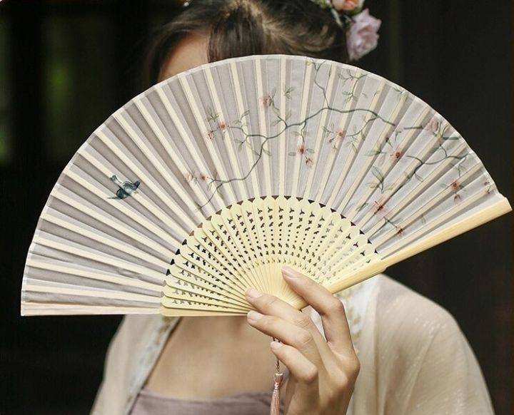 พัดแบบพกพาพัดจีนพัดลมมือถือพัดสำหรับเต้นรำจีนพัดวินเทจจีนฤดูร้อน