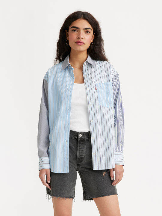 Levi's NOLA Camicia Oversized Donna - Blu, Maniche Corte - 4