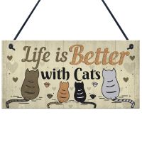 ☢ Wooden Plaque Decorative pendant Home Decoration Cat Print Signs Wooden Hanging Ornaments Wood Crafts Hanging Plaque For Door F8