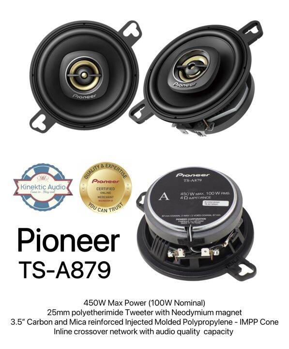 Pioneer TSA879 31/2” 2Way, 450 W Max power, 25mm Tweeter Coaxial Speaker (Pair) Lazada
