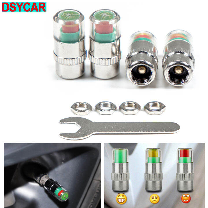 4Pcs Tire Pressure Monitor Valve Stem Cap Sensor Indicator 36 Psi 2.4