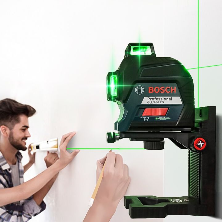 bosch-12เส้นเลเซอร์วัดระดับสีเขียวระดับ3d-ปรับระดับเองได้360เครื่องมือวัด-gll3แนวตั้งและแนวนอน