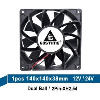 Gdstime DC 12V 24V 14cm 140mm 140x140x38mm 14038 Dual Ball Cooling Fan High Wind Pressure Computer Case Fan Industry Axial Fan Cooling Fans