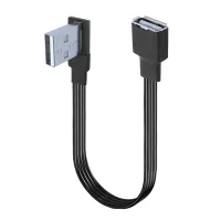 5cm-300cm USB 2.0 steker ke laki-laki laki-laki/perempuan 90 kabel ekstensi bersudut USB 2.0 laki-laki ke perempuan kanan/kiri/atas kabel hitam