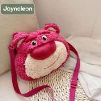 JoynCleon สตรอเบอร์รี่หมีตุ๊กตาหนานุ่มกระเป๋าสะพายไหล่ผู้หญิงเด็ก