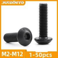 JUIDINTO 1-50pcs Hexagon Socket Button Head Screw M2-M12 Black Allen Round Screw Bolt 12.9 Carbon Steel for Motorcycle Car