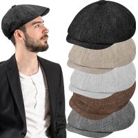 Men Newsboy Hat Retro Men  39;s Beret Hat Casual Street Caps Unisex Hemp Wild Octagonal Brim Cap for Men Winter Spring Hats