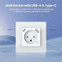 Wifi Tuya Smart เบ้าติดผนัง Israel ปลั๊กไฟมาตรฐานสหภาพยุโรปเต้าเสียบ USB/Type-C PD 20W พอร์ตชาร์จสำหรับ Iphone Alexa Google Home