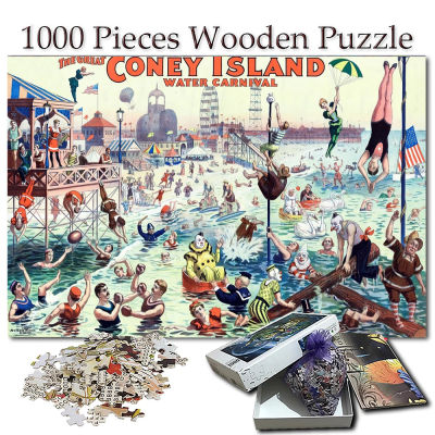 Great Coney Island น้ำ Carnival ปริศนาไม้1000 Pcs (ขนาดใหญ่) สำหรับเด็กและผู้ใหญ่