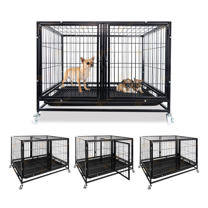 กรงสุนัขจัมโบ้-สุนัขพันธุ์เล็ก-กลาง-กรงสุนัขขนาดใหญ่-dog-crate-สำหรับสุนัข-สุนัขขนาดใหญ่-มีล้อเคลื่อนย้ายได้-ขนาด-64x93x71-ซม-abele