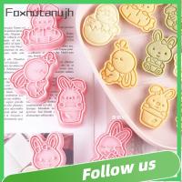 FOXNUTANUJH 8pcs/set เครื่องมือทำเค้ก ตกแต่งขนมอบ ลูกสูบแบบกด แม่พิมพ์บิสกิตอีสเตอร์ กระต่ายอีสเตอร์3D แม่พิมพ์อบขนม ที่ตัดคุกกี้