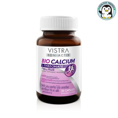 Vistra Bon-Activ Bio Calcium L-Theonate 750mg Plus วิสทร้า บอน-แอคทีฟ ไบโอ แคลเซียม แอล-ทรีโอเนต 30 Capsules (HT)