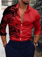 2023 Mens Shirts Fashion Luxury Leisure Outdoor Sports Mens Red Soft Comfortable High Quality Fabric Classic Plus Size Top