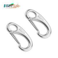 （AT）2PCS เรือ Marine สแตนเลสสตีลรูปร่าง SpringHook คลิป Quick Link Carabiner Buckle Eye Shacklelaw กลางแจ้ง