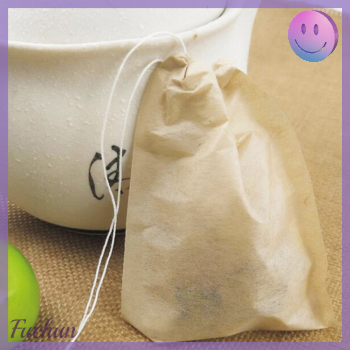 fuchun-ถุงชาหูรูดสำหรับชาสมุนไพร-100ชิ้น-ล็อตถุงกรองชากระดาษใส่เปล่า