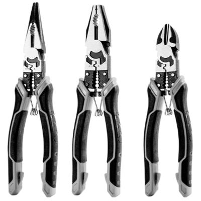 3 PCS Multifunctional Pliers, Diagonal Pliers, Pliers Electrician Repair Silver &amp; White