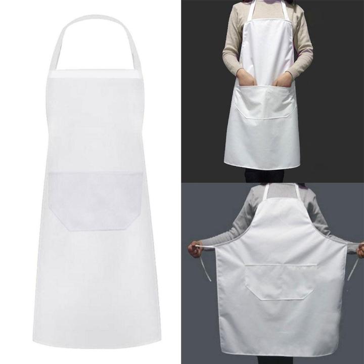 ผ้ากันเปื้อนสำหรับในครัวผ้ากันเปื้อนผ้าฝ้ายสีขาวกันน้ำ-n2t2