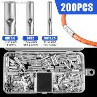 ✼ 200PCS Non-Insulated Butt Wire Connector Ferrules Electrical Cable Terminal Copper Bare Tinned Crimp Terminal 0.5-6mm2 22-10AWG