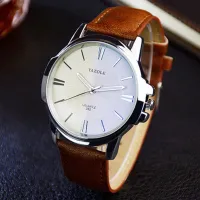 {Miracle Watch Store} สง่างาม YAZOLE บุรุษยอดนาฬิกาแบรนด์หรูสีฟ้าแก้วนาฬิกาผู้ชายนาฬิกากันน้ำหนังโรมันผู้ชาย39; S นาฬิกาชายนาฬิกา R Elojes