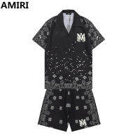 เสื้อสูทผู้ชาย AMIRI เสื้อเชิ้ตแขนสั้นวัยรุ่นลำลองพิมพ์ลายดอกยิปโซ ~