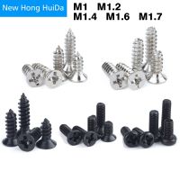 Panci Mini Kecil Kepala Datar Sekrup Penyadapan Otomatis Baut Mesin Countersunk Bulat Phillips Baja Karbon Hitam M1 M1.2 M1.4 M1.6 M1.7