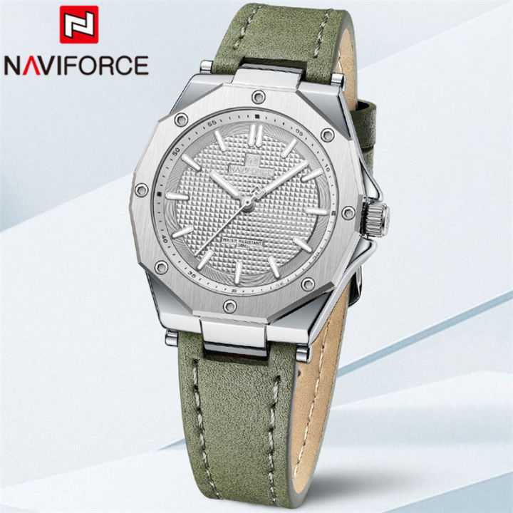 hotnaviforce-ผู้หญิงนาฬิกาแบรนด์หรูคลาสสิก-lady-girl-นาฬิกาข้อมือสีเขียวของแท้หนังแฟชั่นสร้อยข้อมือนาฬิกาหญิงใหม่5026