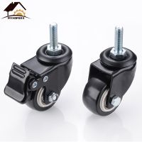 Furniture Caster Wheels 360 Rotatable Heavy Duty 60kg M8 Screw Swivel Castor Trolley Wheel Rubber Brake Protective 1.5 inch 40mm