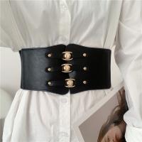 Fashion Women Wide Belt New Metal Buckle Women Elastic Waistband Leather Rivet Ultra Wide Belt Elastic Belts for Woman