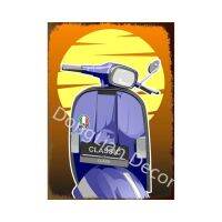 Vespa โรงรถโลหะป้ายดีบุกย้อนยุคโลหะแผ่นลงนาม Hiasan Kamar รถจักรยานยนต์เครื่องตกแต่งฝาผนังย้อนยุคทันสมัย