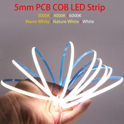 Super Thin 5mm COB LED Strip 384LEDs/m Soft Flexible DC12V/24V Light Bar Warm Cold White for Decor Lighting 3000K 4000K 6000K LED Strip Lighting